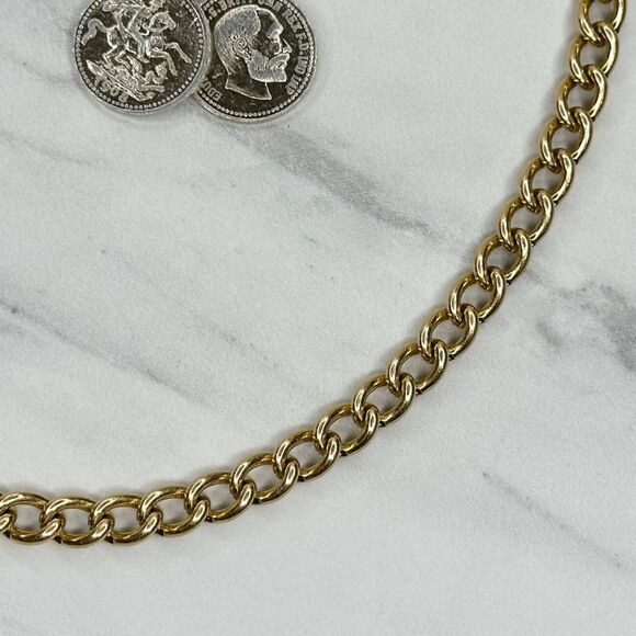 Lightweight Coin Charm Gold Tone Metal Chain Link Belt ✨ - Picture 9 of 12